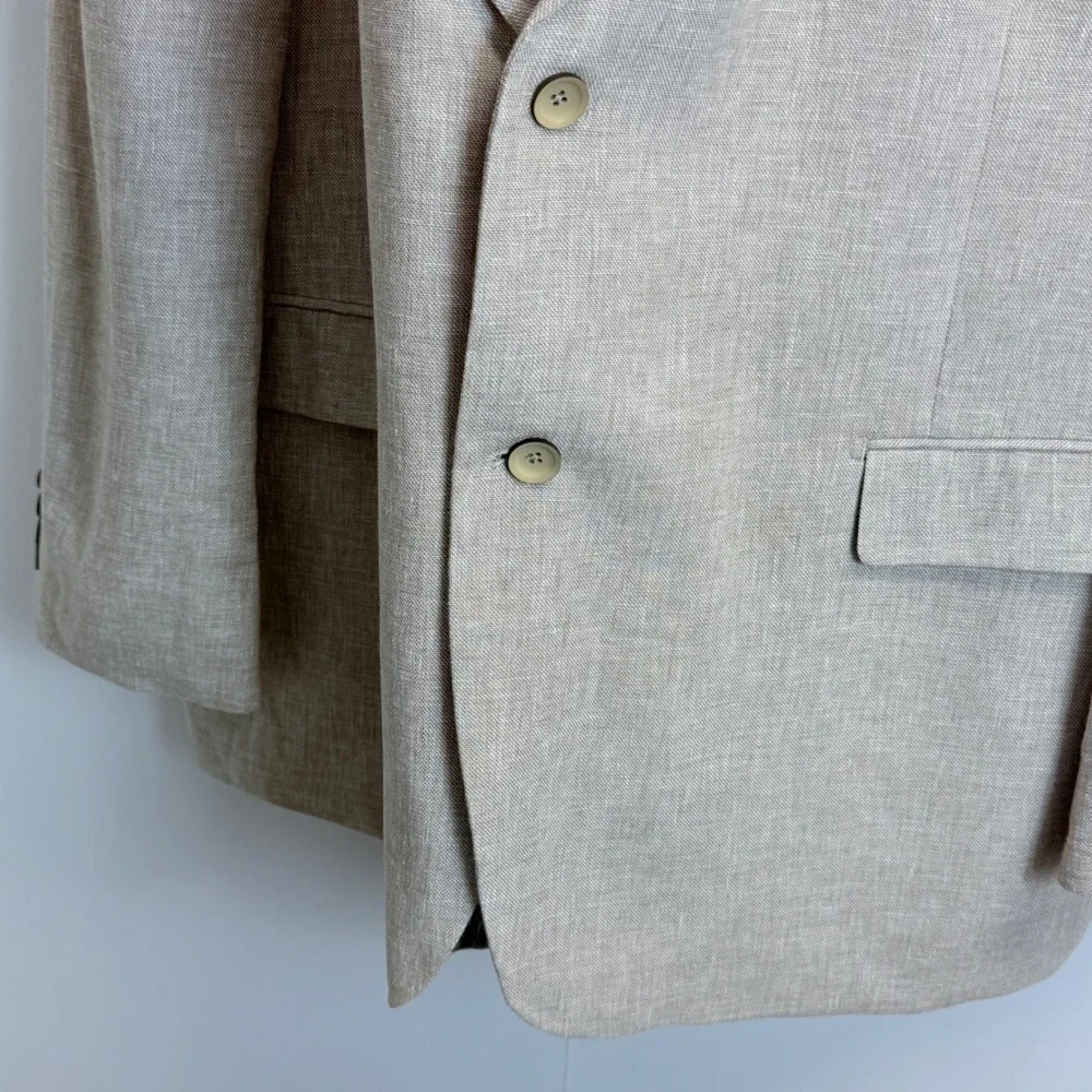 Oak Hill Mens 3XLT 54L/56L Beige Linen Blend Two Button Blazer Sport Coat